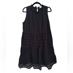 LOFT Sleeveless Black Eyelet Dress